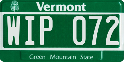 VT license plate WIP072