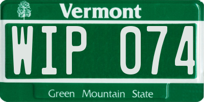VT license plate WIP074