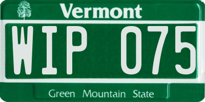 VT license plate WIP075