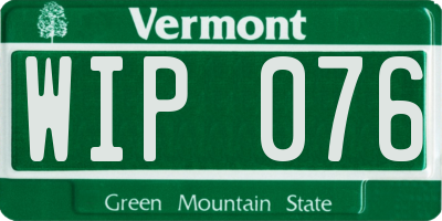 VT license plate WIP076