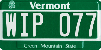 VT license plate WIP077