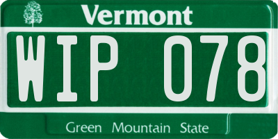 VT license plate WIP078