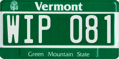 VT license plate WIP081