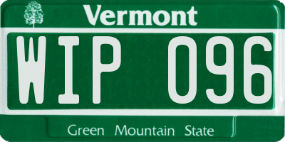 VT license plate WIP096
