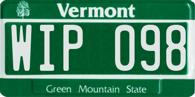 VT license plate WIP098