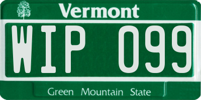 VT license plate WIP099