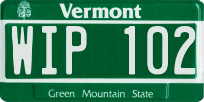 VT license plate WIP102
