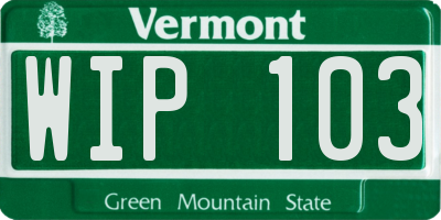 VT license plate WIP103