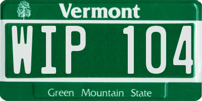 VT license plate WIP104