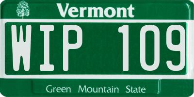 VT license plate WIP109
