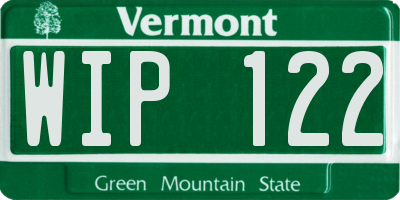 VT license plate WIP122