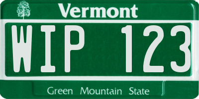 VT license plate WIP123