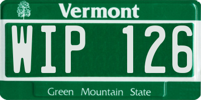 VT license plate WIP126