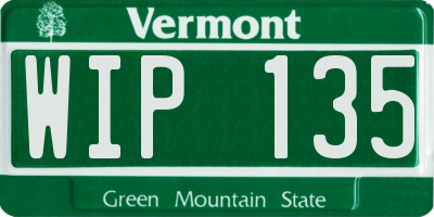 VT license plate WIP135