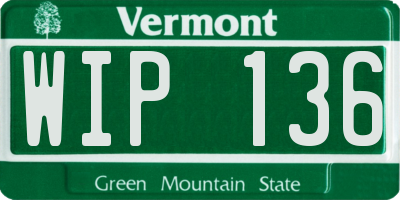 VT license plate WIP136