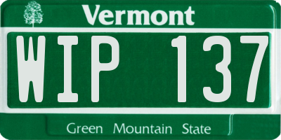 VT license plate WIP137