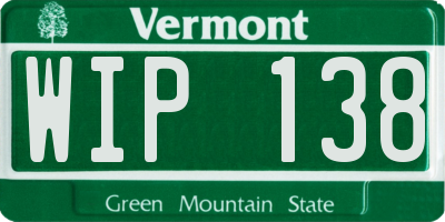 VT license plate WIP138