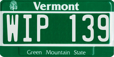 VT license plate WIP139