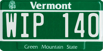 VT license plate WIP140
