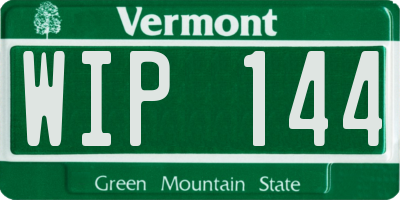 VT license plate WIP144