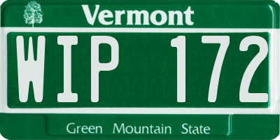 VT license plate WIP172