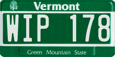 VT license plate WIP178