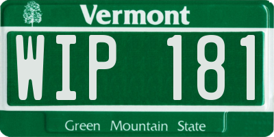 VT license plate WIP181