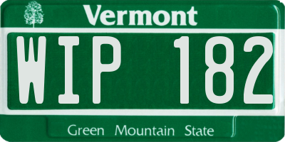 VT license plate WIP182