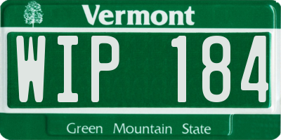 VT license plate WIP184
