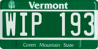 VT license plate WIP193