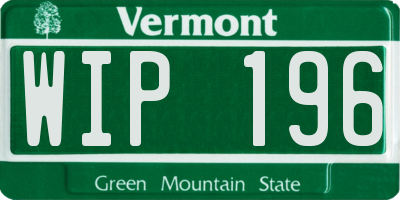 VT license plate WIP196