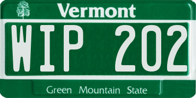 VT license plate WIP202