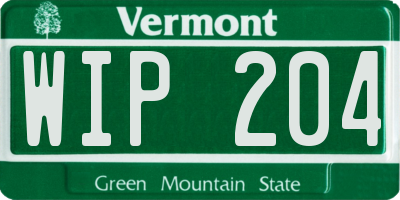 VT license plate WIP204