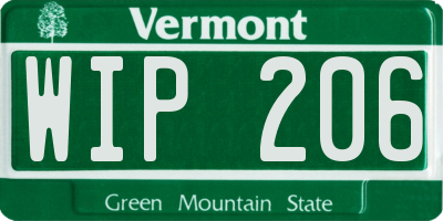 VT license plate WIP206