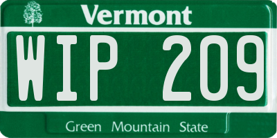 VT license plate WIP209