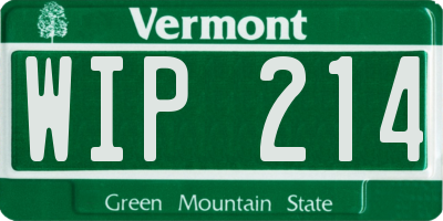 VT license plate WIP214