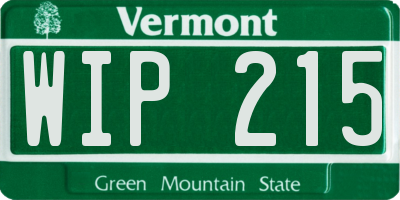 VT license plate WIP215