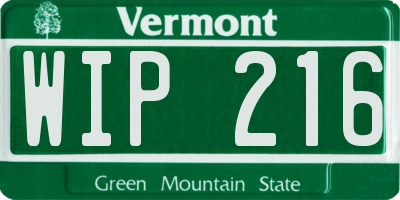VT license plate WIP216