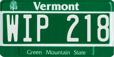 VT license plate WIP218