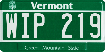 VT license plate WIP219