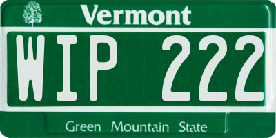 VT license plate WIP222