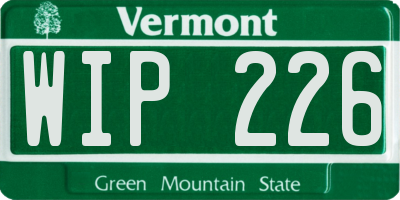 VT license plate WIP226