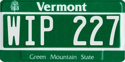 VT license plate WIP227