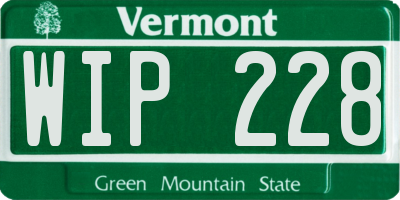 VT license plate WIP228