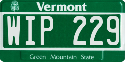 VT license plate WIP229