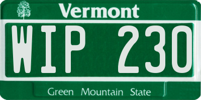 VT license plate WIP230