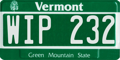 VT license plate WIP232