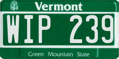 VT license plate WIP239