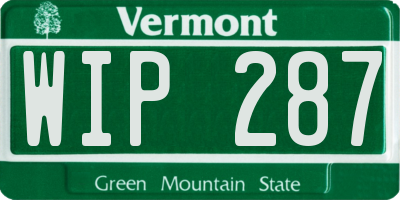 VT license plate WIP287
