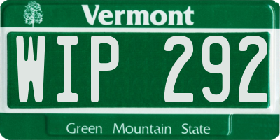 VT license plate WIP292